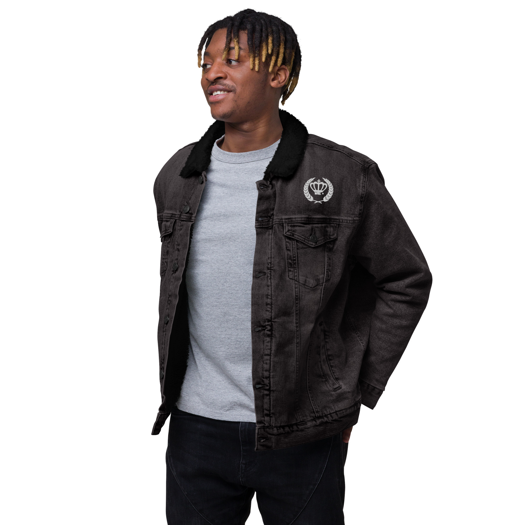 Unisex denim sherpa jacket - Withroyallove ® - Afbeelding 2