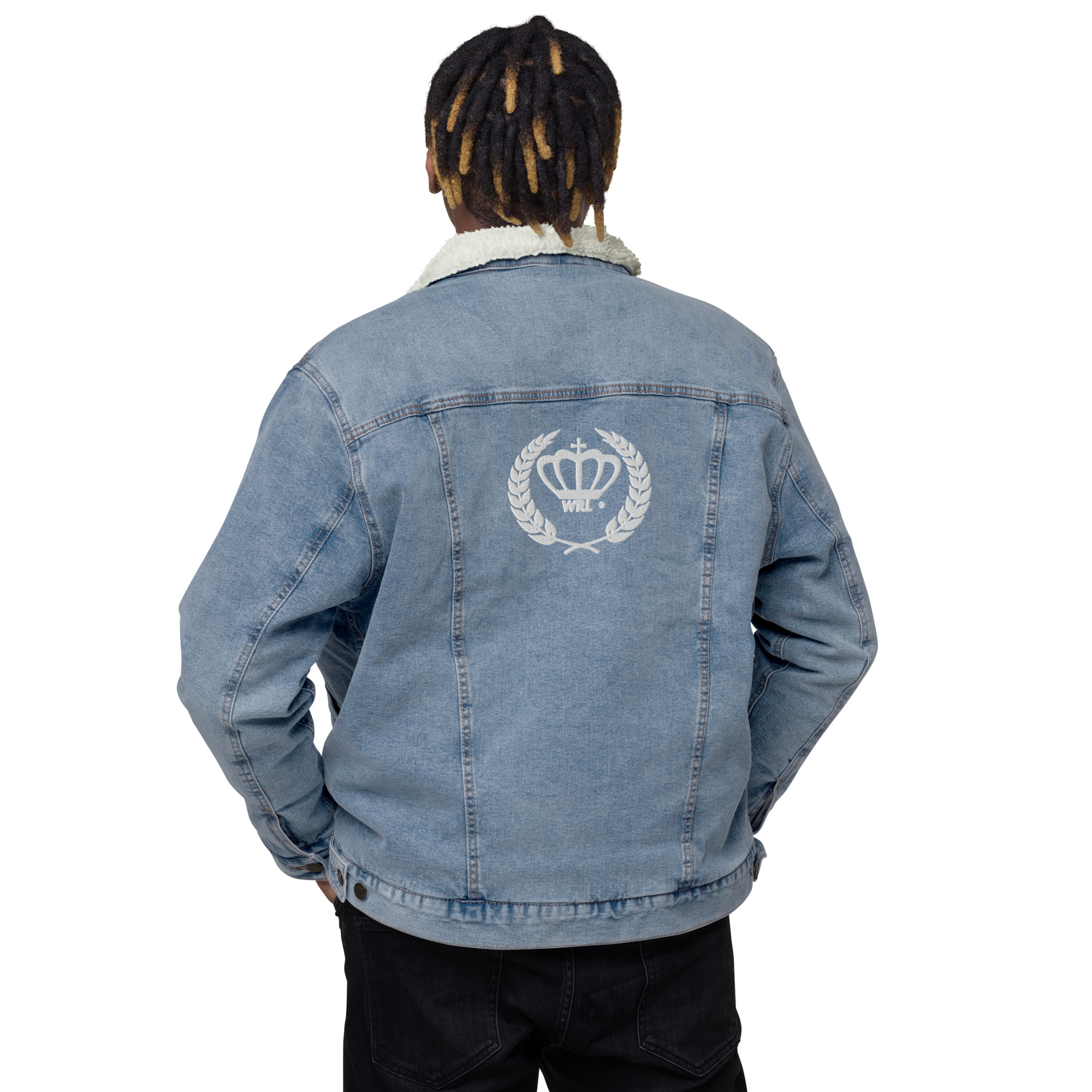 Unisex denim sherpa jacket - Withroyallove ® - Afbeelding 9