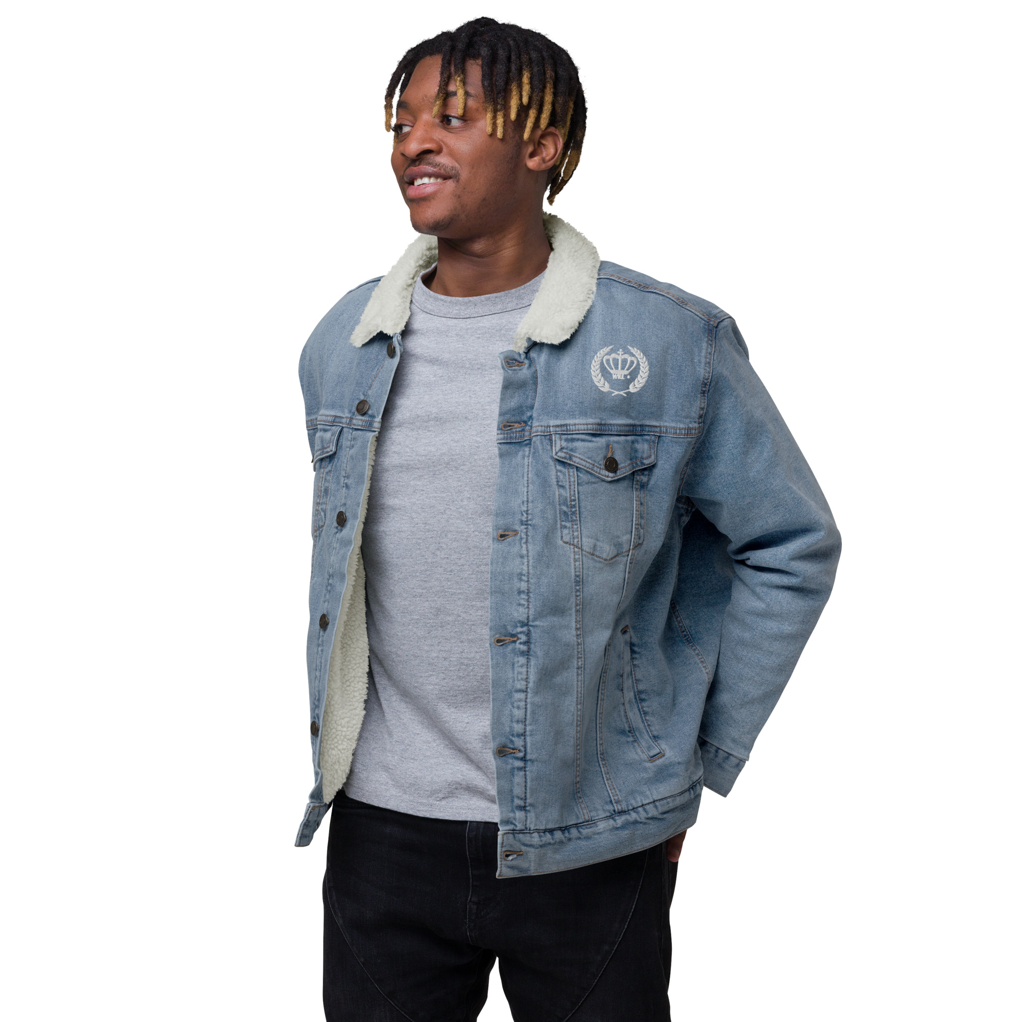 Unisex denim sherpa jacket - Withroyallove ® - Afbeelding 7